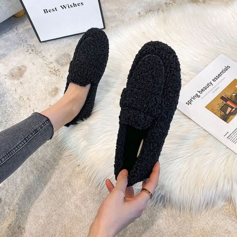 Slippers Plush Lining Non-Slip Rubber Sole Machine Washable