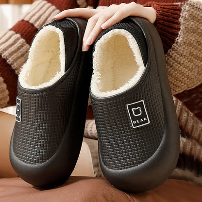 Slippers Waterproof Plush Lined Non-Slip Sole