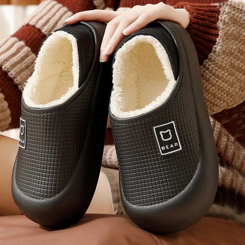 Slippers Waterproof Plush-Lined Non-Slip Sole
