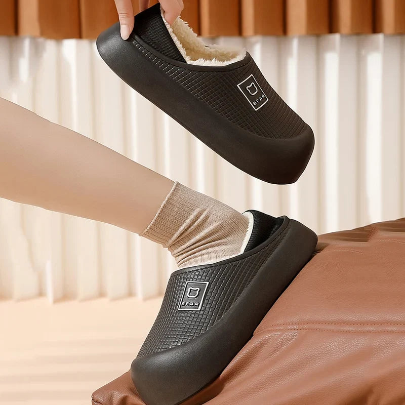 Slippers Waterproof Plush-Lined Non-Slip Sole