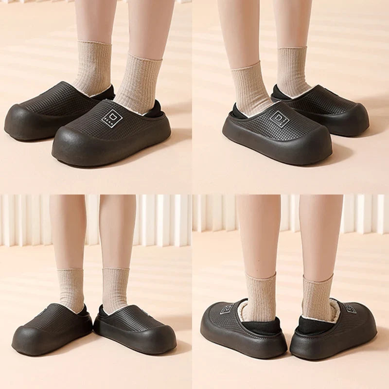 Slippers Waterproof Plush-Lined Non-Slip Sole