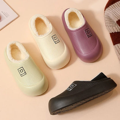 Slippers Waterproof Plush-Lined Non-Slip Sole