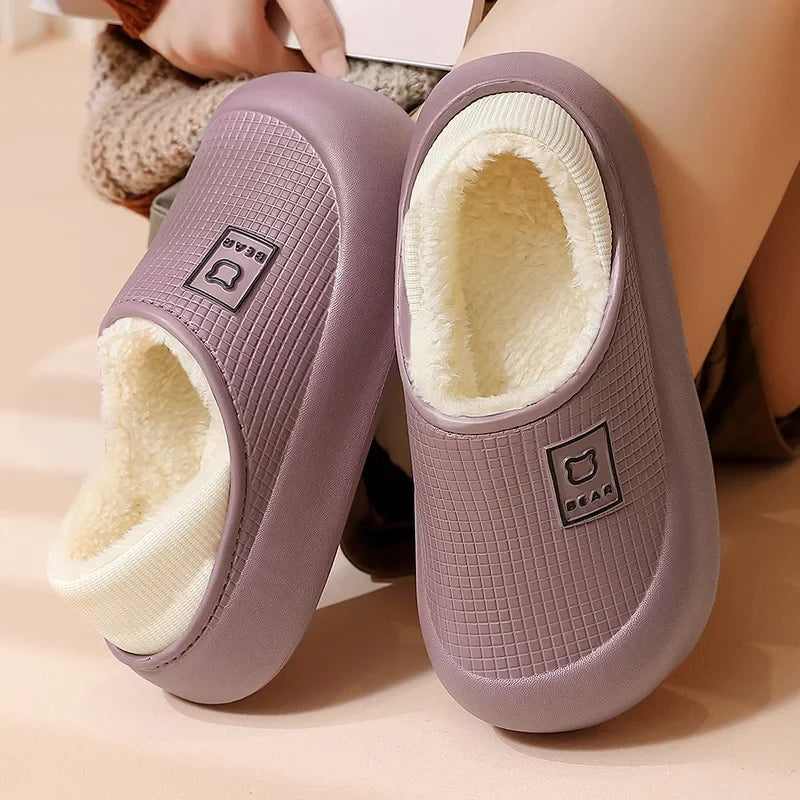 Slippers Waterproof Plush-Lined Non-Slip Sole