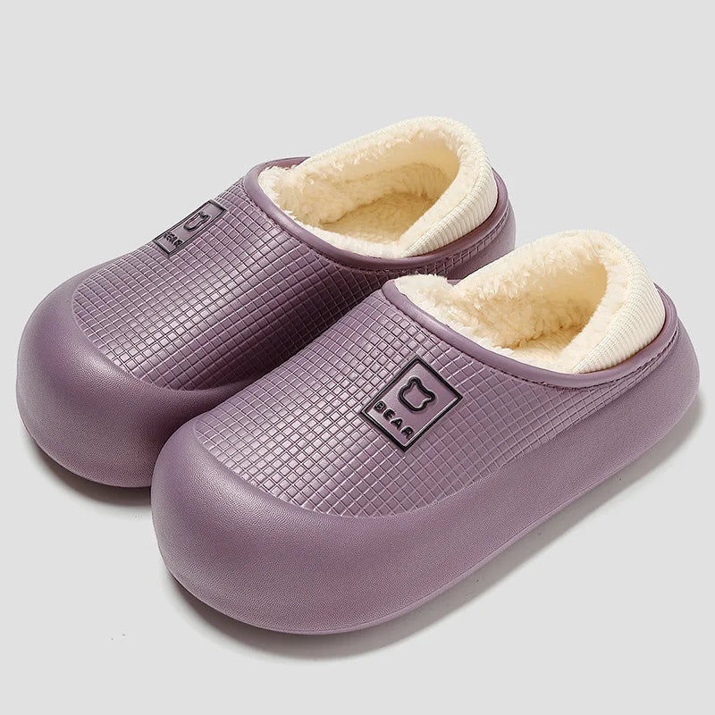 Slippers Waterproof Plush Lined Non-Slip Sole