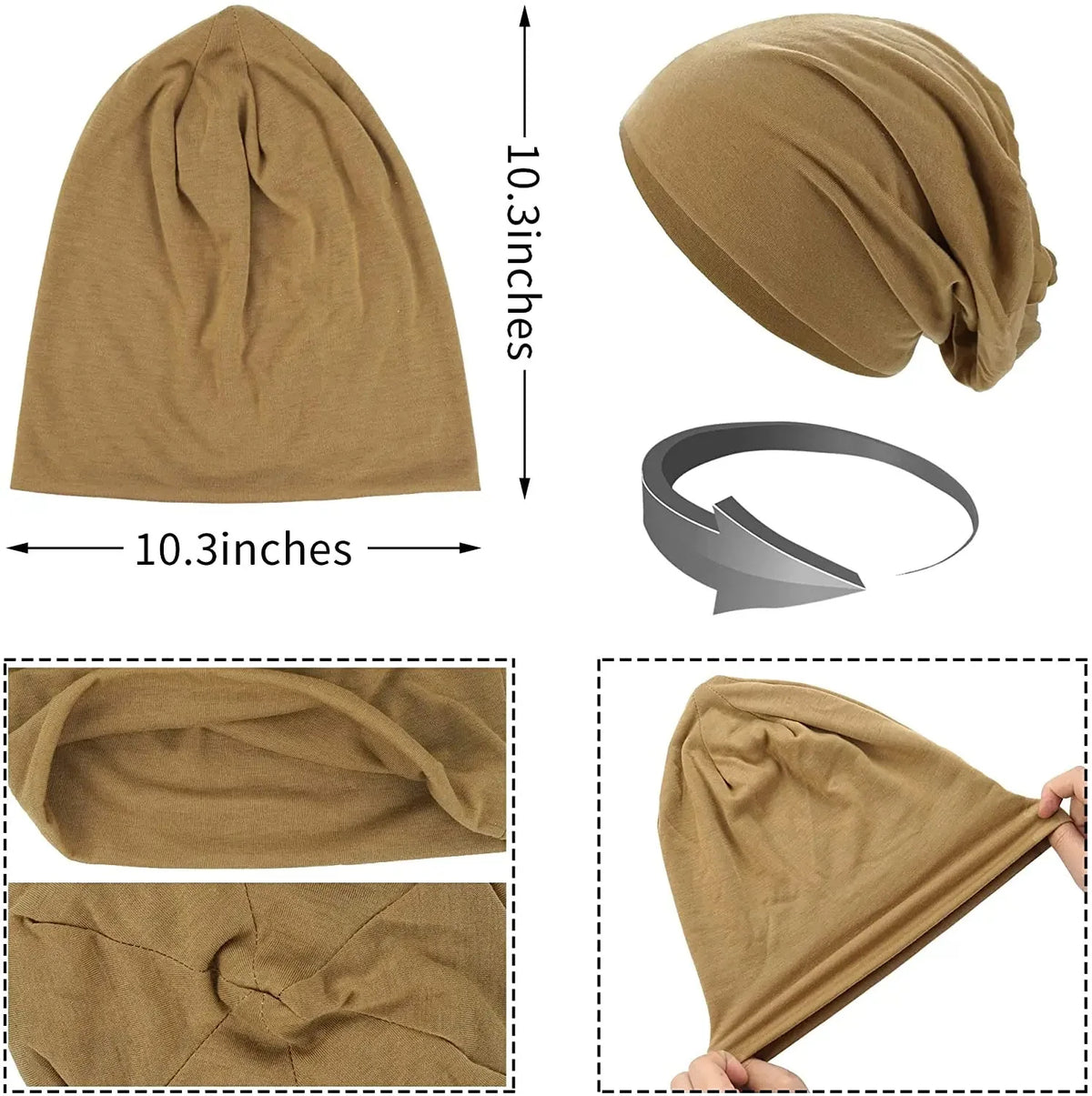 Slouch Beanie Cotton Blend Breathable Relaxed Fit