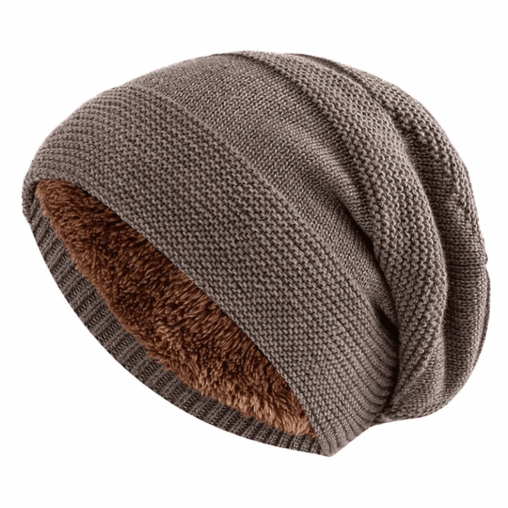 Slouchy Beanie Knitted Fleece-Lined Relaxed Fit