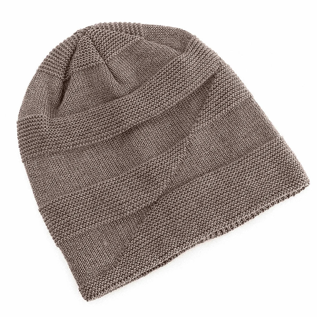 Slouchy Beanie Knitted Fleece-Lined Relaxed Fit