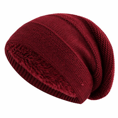Slouchy Beanie Knitted Fleece-Lined Relaxed Fit