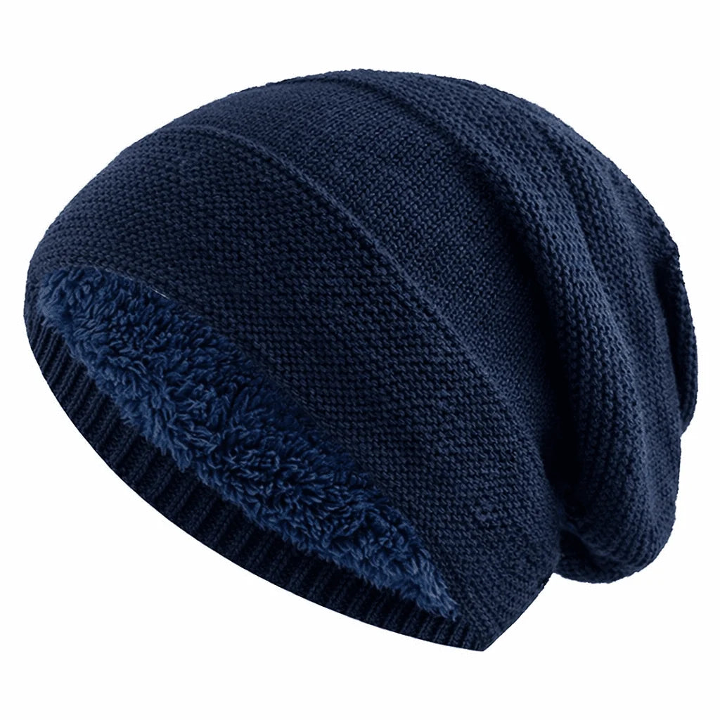 Slouchy Beanie Knitted Fleece-Lined Relaxed Fit