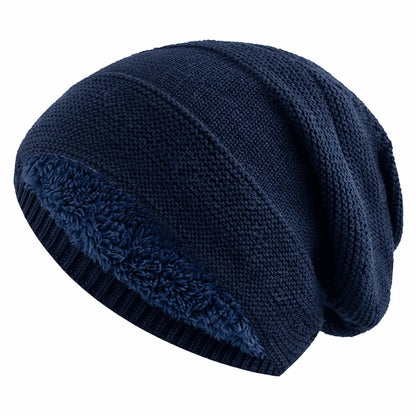 Slouchy Beanie Knitted Fleece-Lined Relaxed Fit