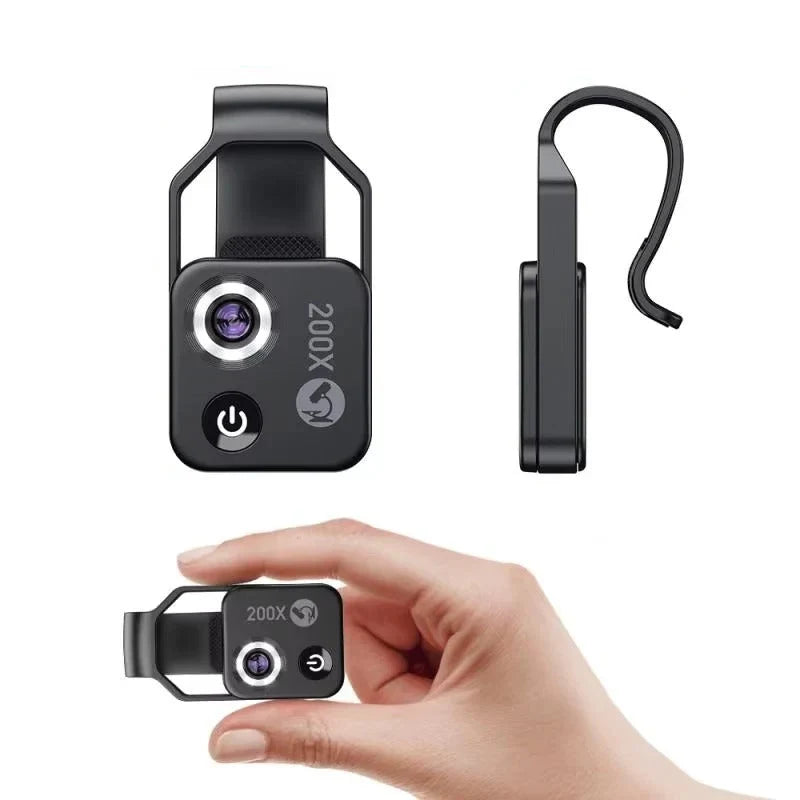 Smartphone Microscope Lens 200x Optical Glass Clip-On