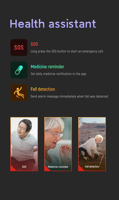 Smartwatch Automatic Fall Detection GPS Tracking SOS Alerts