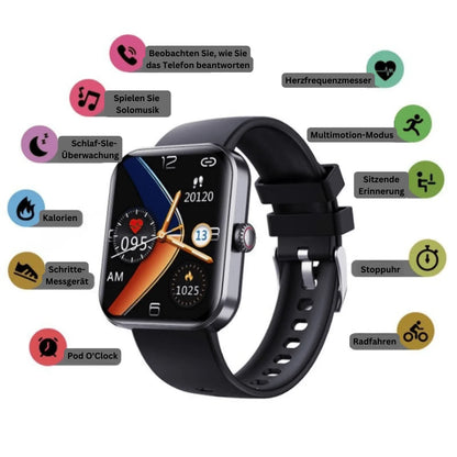 Smartwatch Non-Invasive Glucose Trend Tracking Heart Rate & Sleep Monitoring 5-Day Battery Life