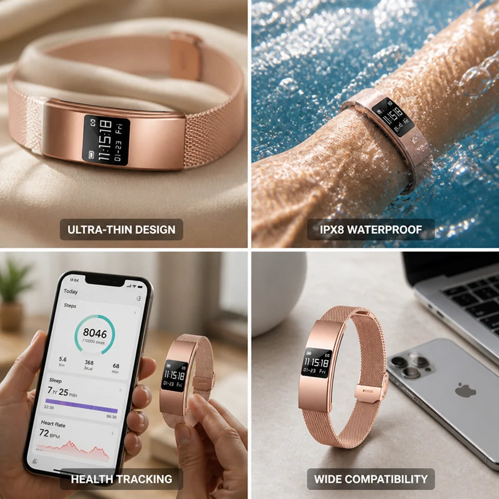 Smartwatch Ultra-Thin IPX8 Waterproof Health & Activity Tracking