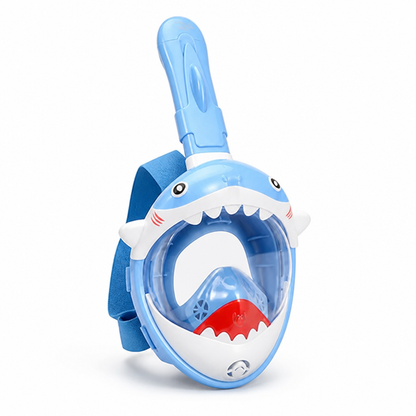 Snorkel Mask Kids Full-Face Shark Design Panoramic Visor