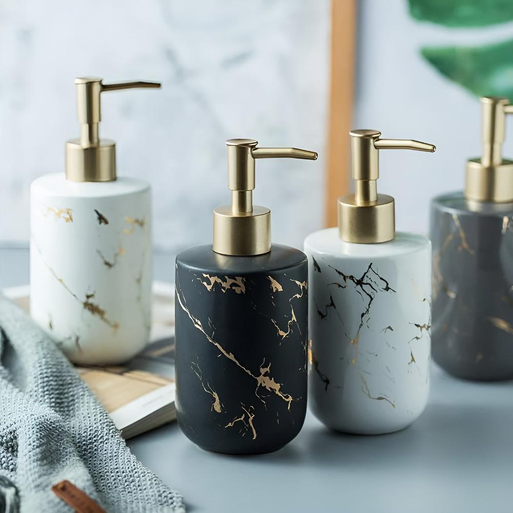 Soap Dispenser Ceramic Marble Gold Veins 400 ml
