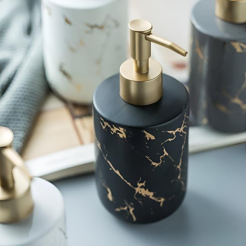 Soap Dispenser Ceramic Marble Gold Veins 400 ml