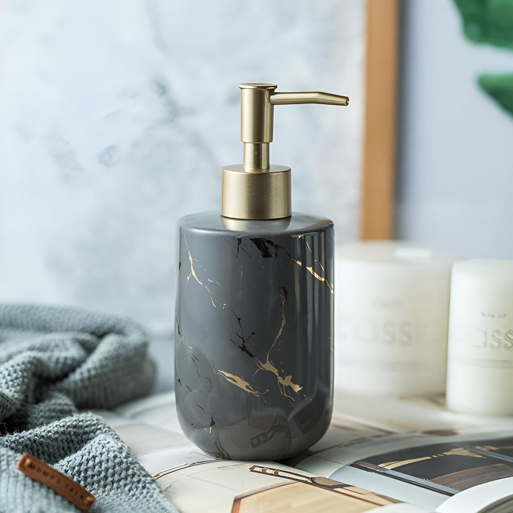 Soap Dispenser Ceramic Marble Gold Veins 400 ml