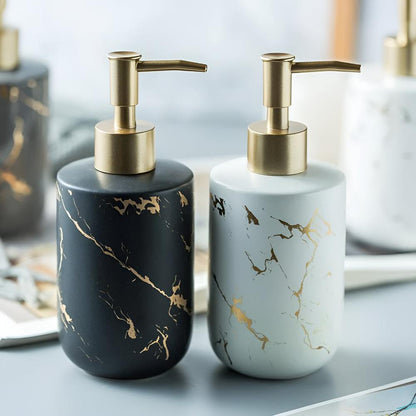 Soap Dispenser Ceramic Marble Gold Veins 400 ml