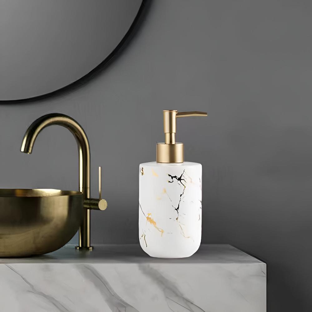 Soap Dispenser Ceramic Marble Gold Veins 400 ml
