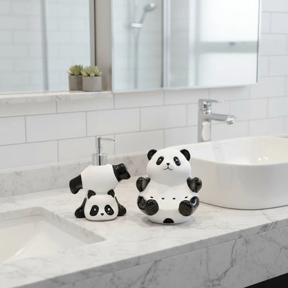 Soap Dispenser Ceramic Panda-Shaped Design
