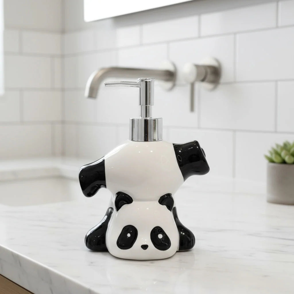 Soap Dispenser Ceramic Panda-Shaped Design