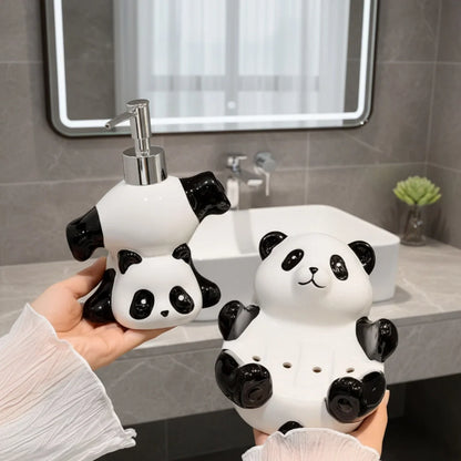 Soap Dispenser Ceramic Panda-Shaped Design
