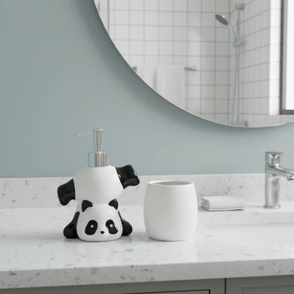 Soap Dispenser Ceramic Panda-Shaped Design