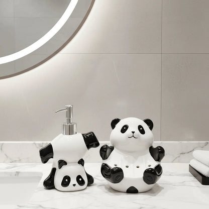 Soap Dispenser Ceramic Panda-Shaped Design