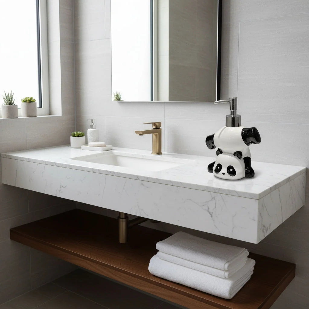 Soap Dispenser Ceramic Panda-Shaped Design