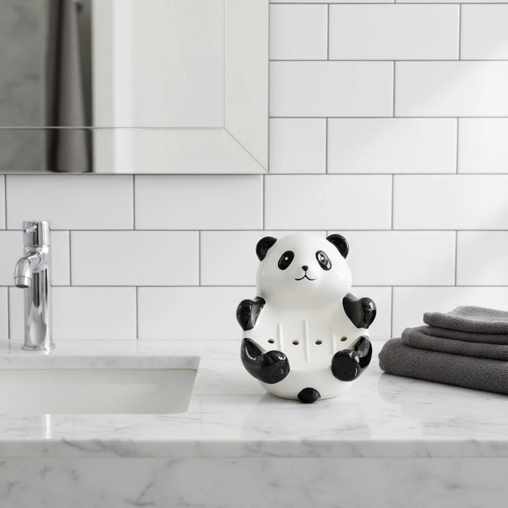 Soap Dispenser Ceramic Panda-Shaped Design