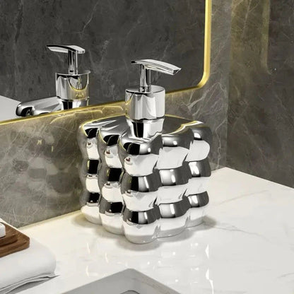 Soap Dispenser Glossy Ceramic Bubble Design Smooth Pump