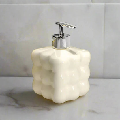 Soap Dispenser Glossy Ceramic Bubble Design Smooth Pump