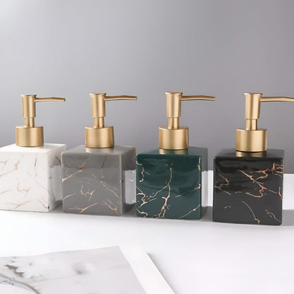 Soap Dispenser Marble Ceramic Matte Gold Pump