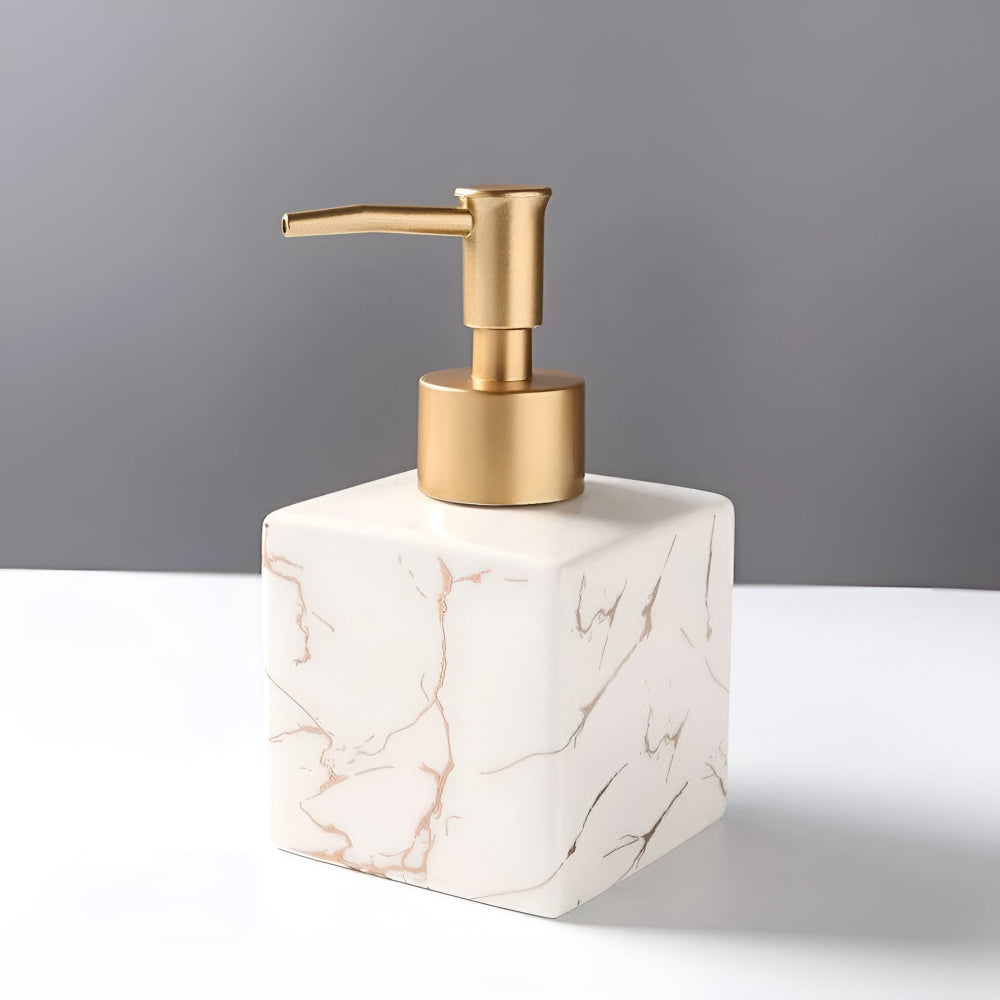 Soap Dispenser Marble Ceramic Matte Gold Pump