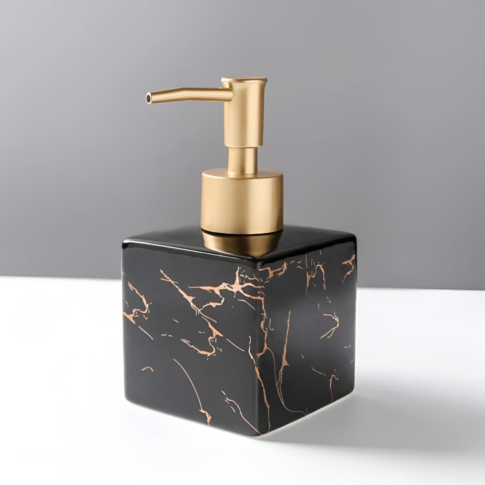 Soap Dispenser Marble Ceramic Matte Gold Pump