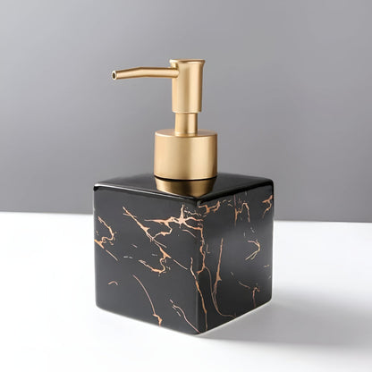 Soap Dispenser Marble Ceramic Matte Gold Pump