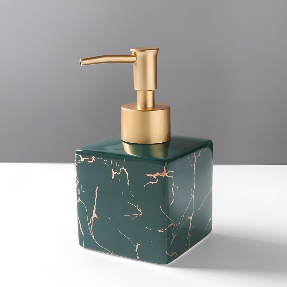 Soap Dispenser Marble Ceramic Matte Gold Pump