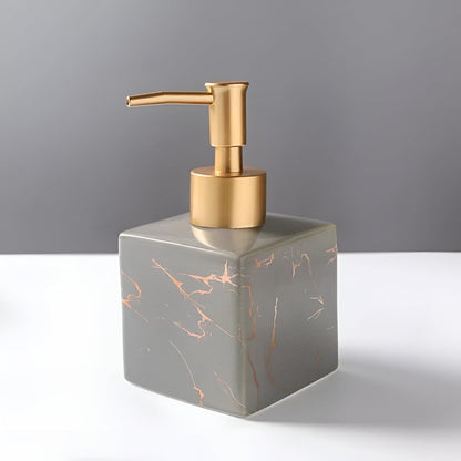Soap Dispenser Marble Ceramic Matte Gold Pump