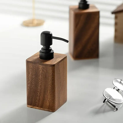 Soap & Lotion Dispenser Walnut Wood Smooth Pump