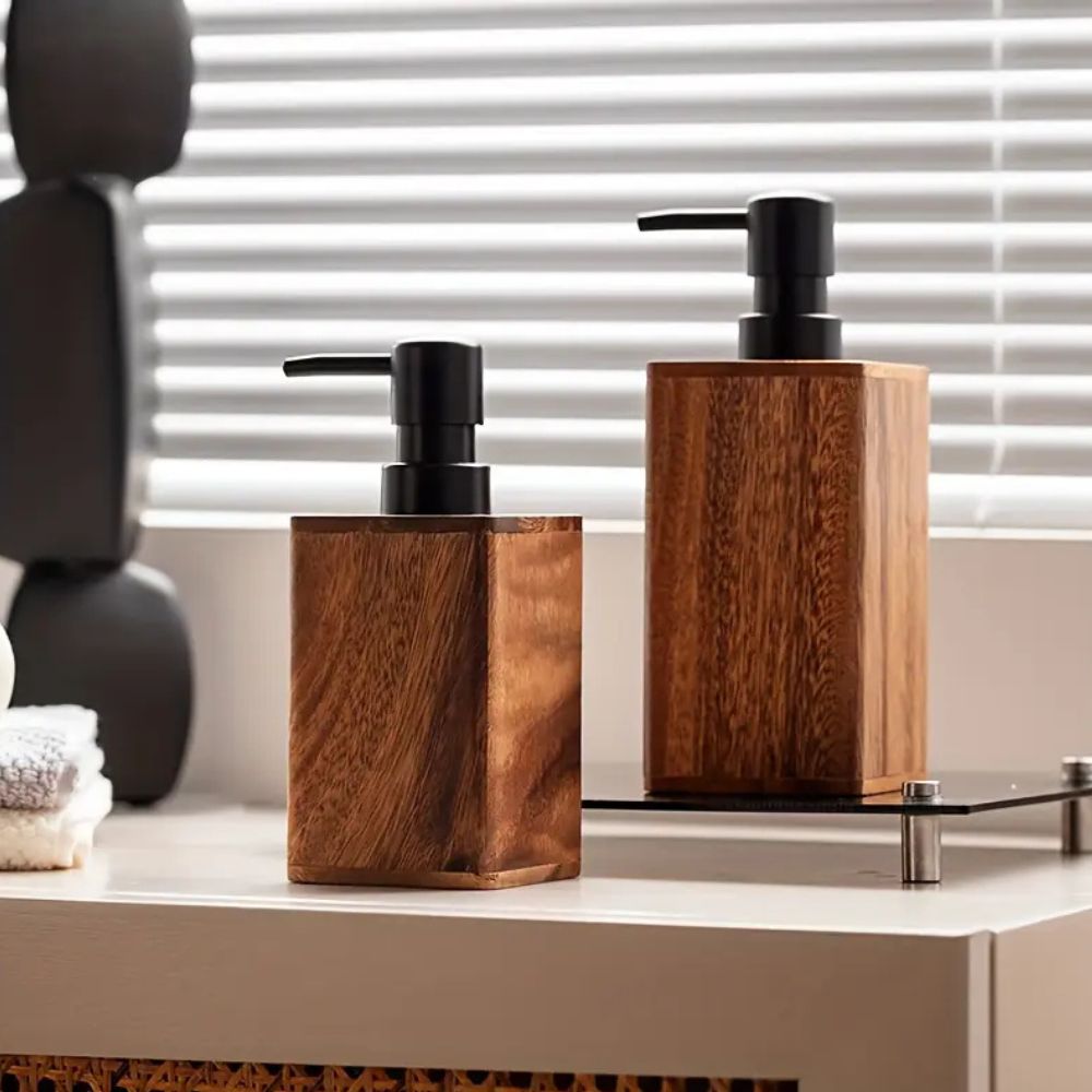 Soap & Lotion Dispenser Walnut Wood Smooth Pump