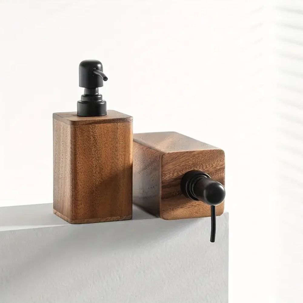 Soap & Lotion Dispenser Walnut Wood Smooth Pump
