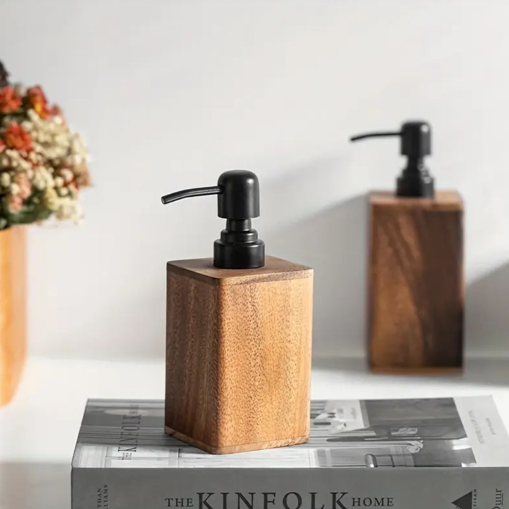 Soap & Lotion Dispenser Walnut Wood Smooth Pump