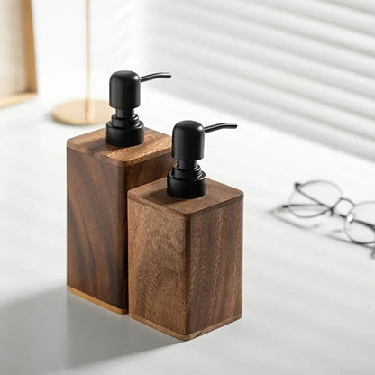 Soap & Lotion Dispenser Walnut Wood Smooth Pump