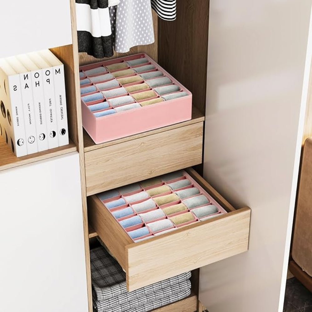 Sock & Underwear Organizer Foldable Space-Saving 24 Compartments