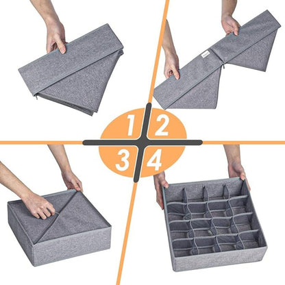 Sock & Underwear Organizer Foldable Space-Saving 24 Compartments