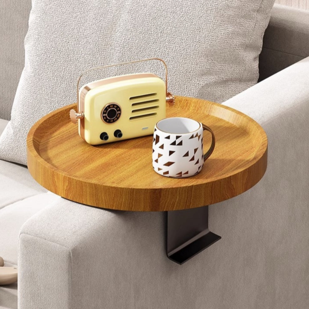 Sofa Armrest Tray Solid Wood Walnut Adjustable Clip-On