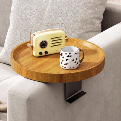 Sofa Armrest Tray Solid Wood Walnut Adjustable Clip-On