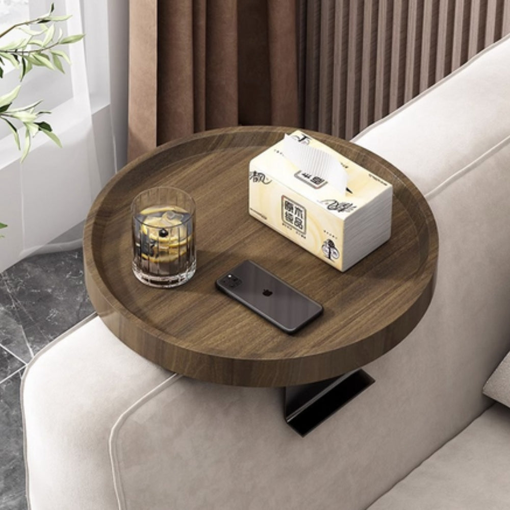 Sofa Armrest Tray Solid Wood Walnut Adjustable Clip-On