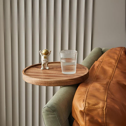 Sofa Armrest Tray Solid Wood Walnut Adjustable Clip-On